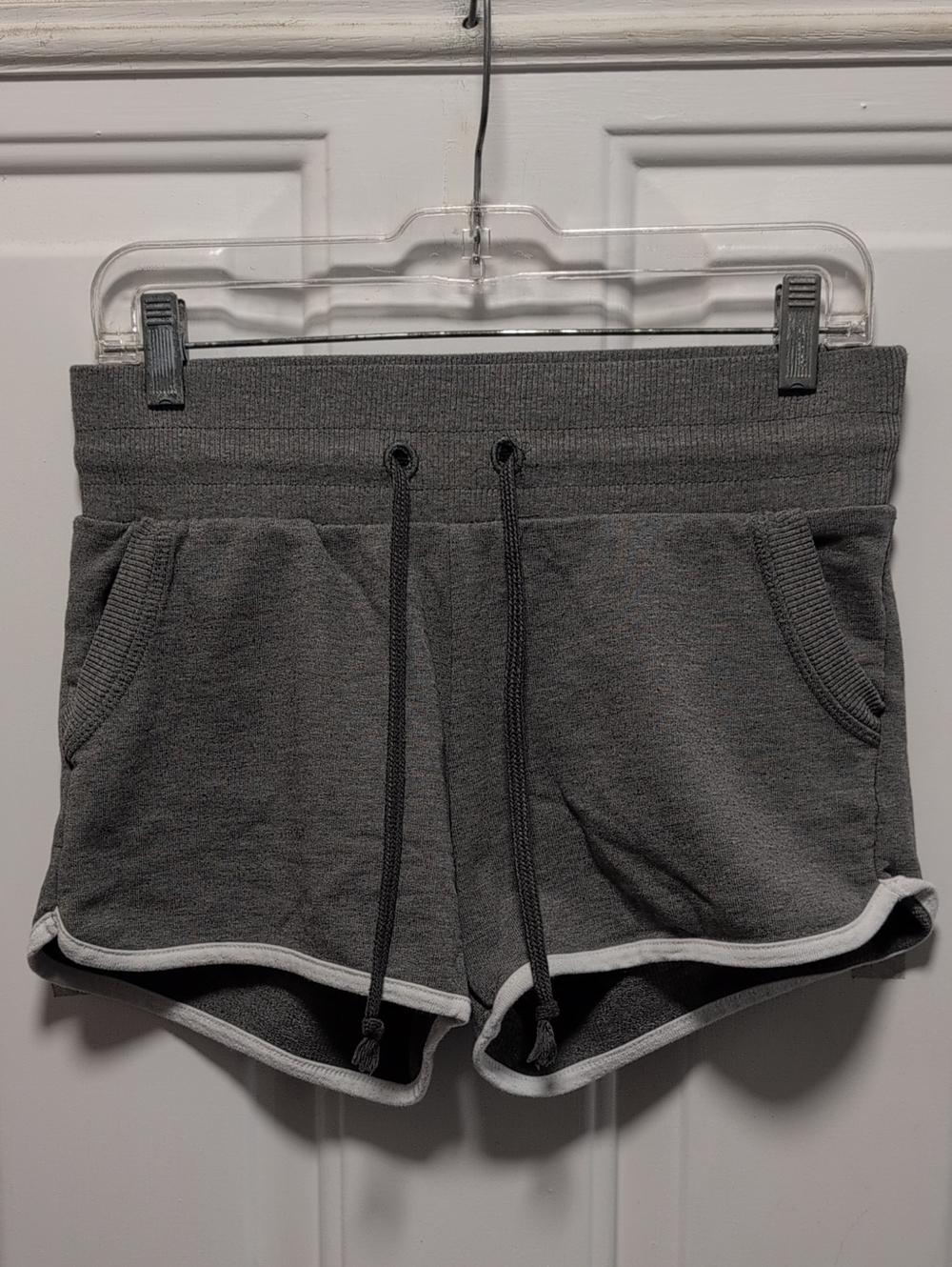 Alternative Charcoal Drawstring Athletic Shorts with White Trim